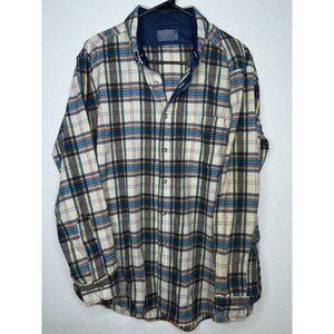 Vintage Pendleton 100% Virgin Wool Button Down Shirt Men’s Large Plaid Flaw* N